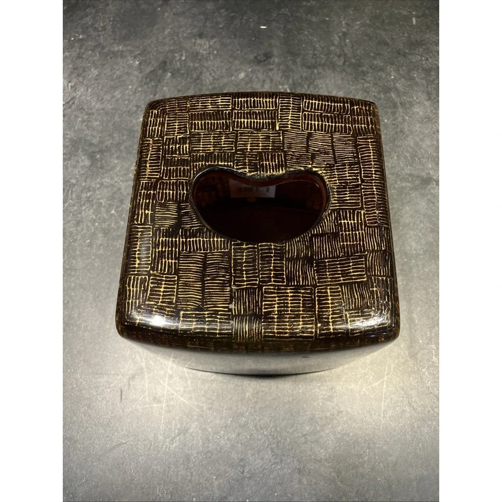 Joseph Abboud Laila Dark Brown Tissue Box Cover Resin Wood Look Environments